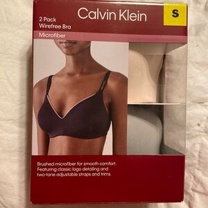 Calvin Klein 2 Pack Wire-free Bra, Size S, color Nymphs/ Grey, New In Box